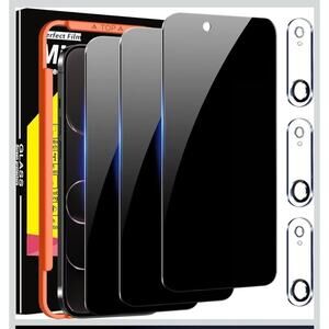 3x iPhone Air 17 Privacy Tempered Glass Screen + 3 Camera Protector 9H Fast Shi